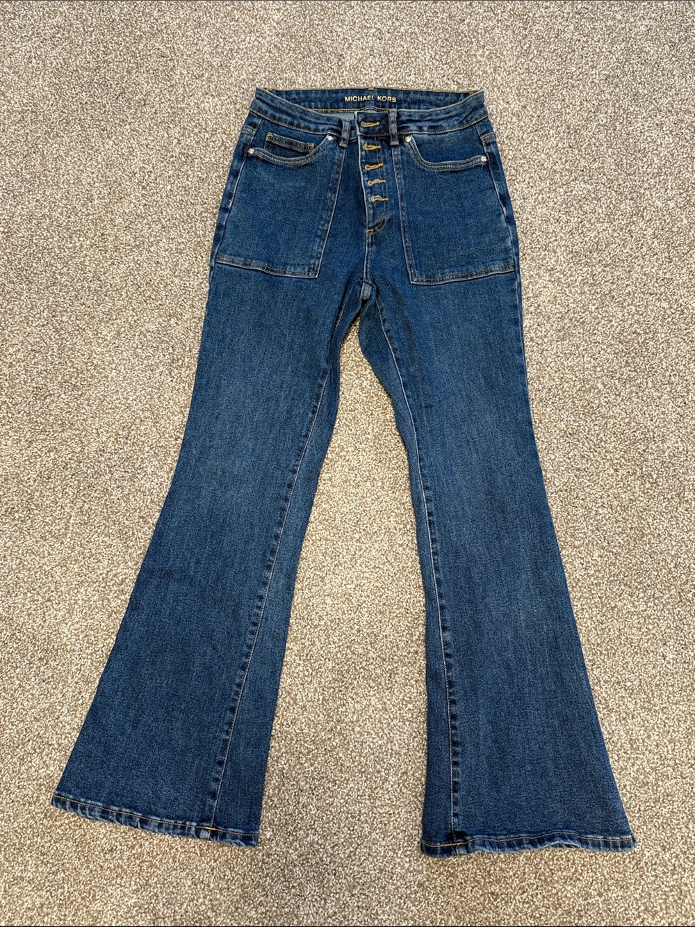 Michael Kors Dark Wash High Rise Wide Leg Flare Jeans Size 8